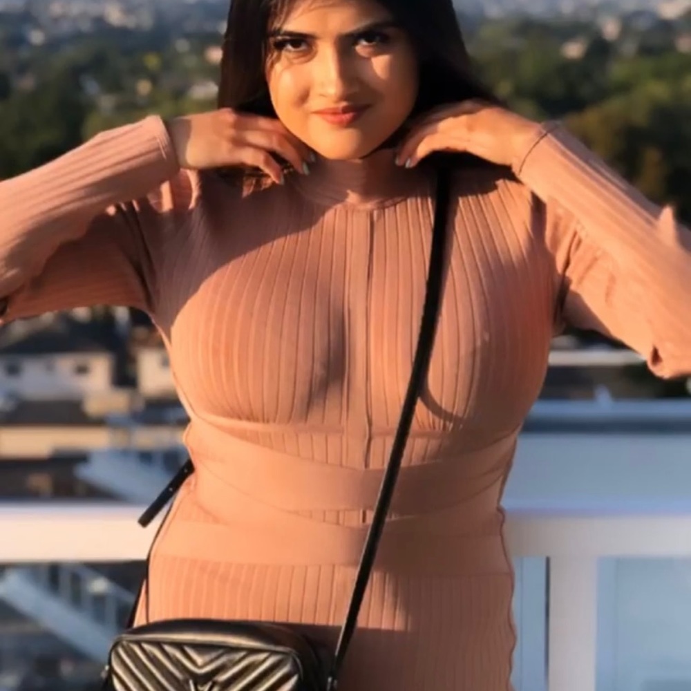 Peach pink maxi dress